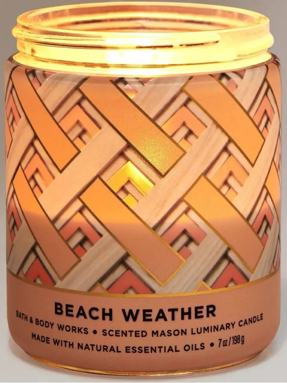 Bath & Body Works Beach Weather 8OZ Patterned Scented Mason Jar Candle